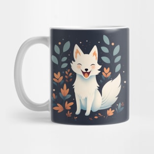 Happy Smiling White Fox Floral Cute Mug